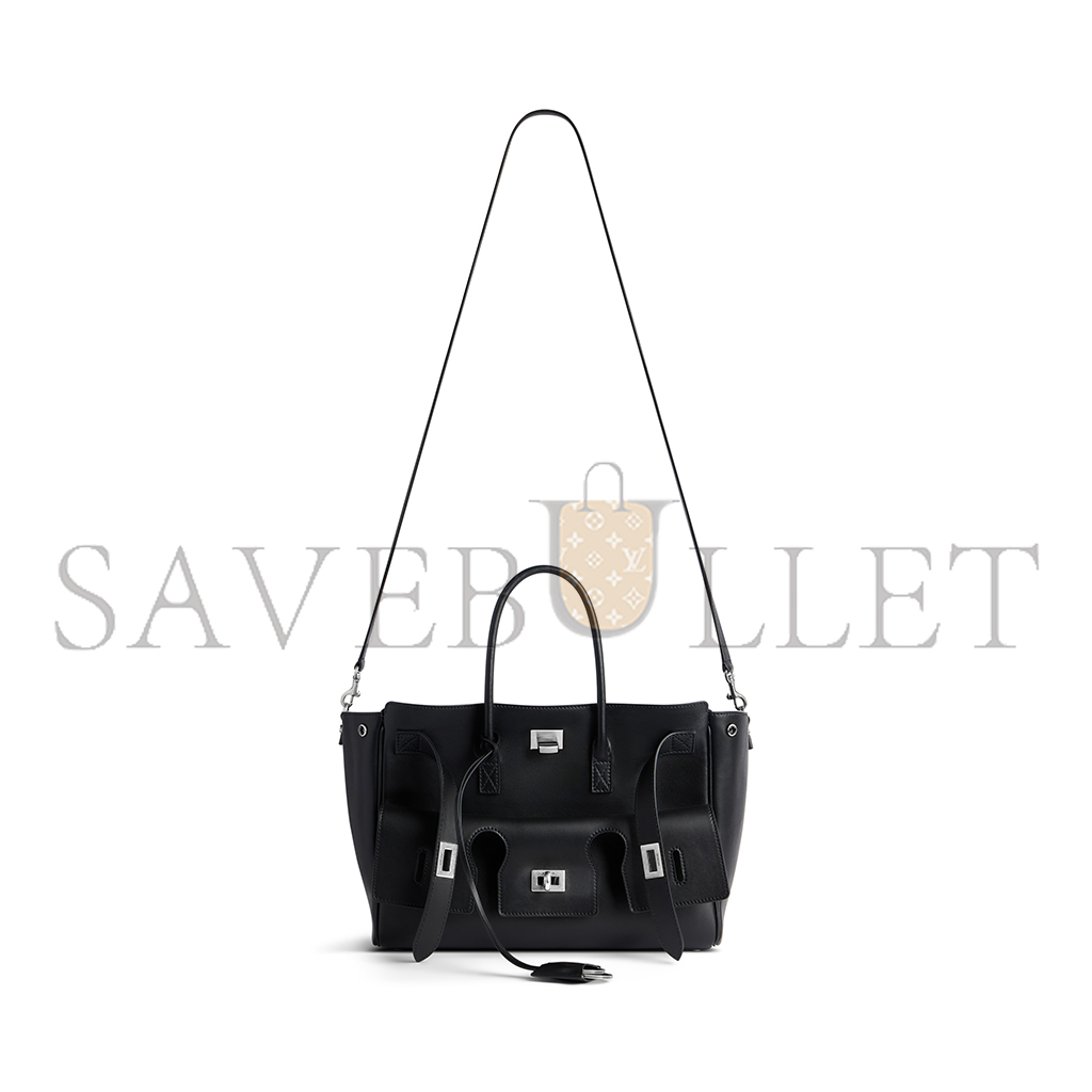 BALENCIAGA WOMEN'S BEL AIR SMALL CARRY ALL BAG IN BLACK 8125452ABAW1000 (29.5*20.3*11.9cm)